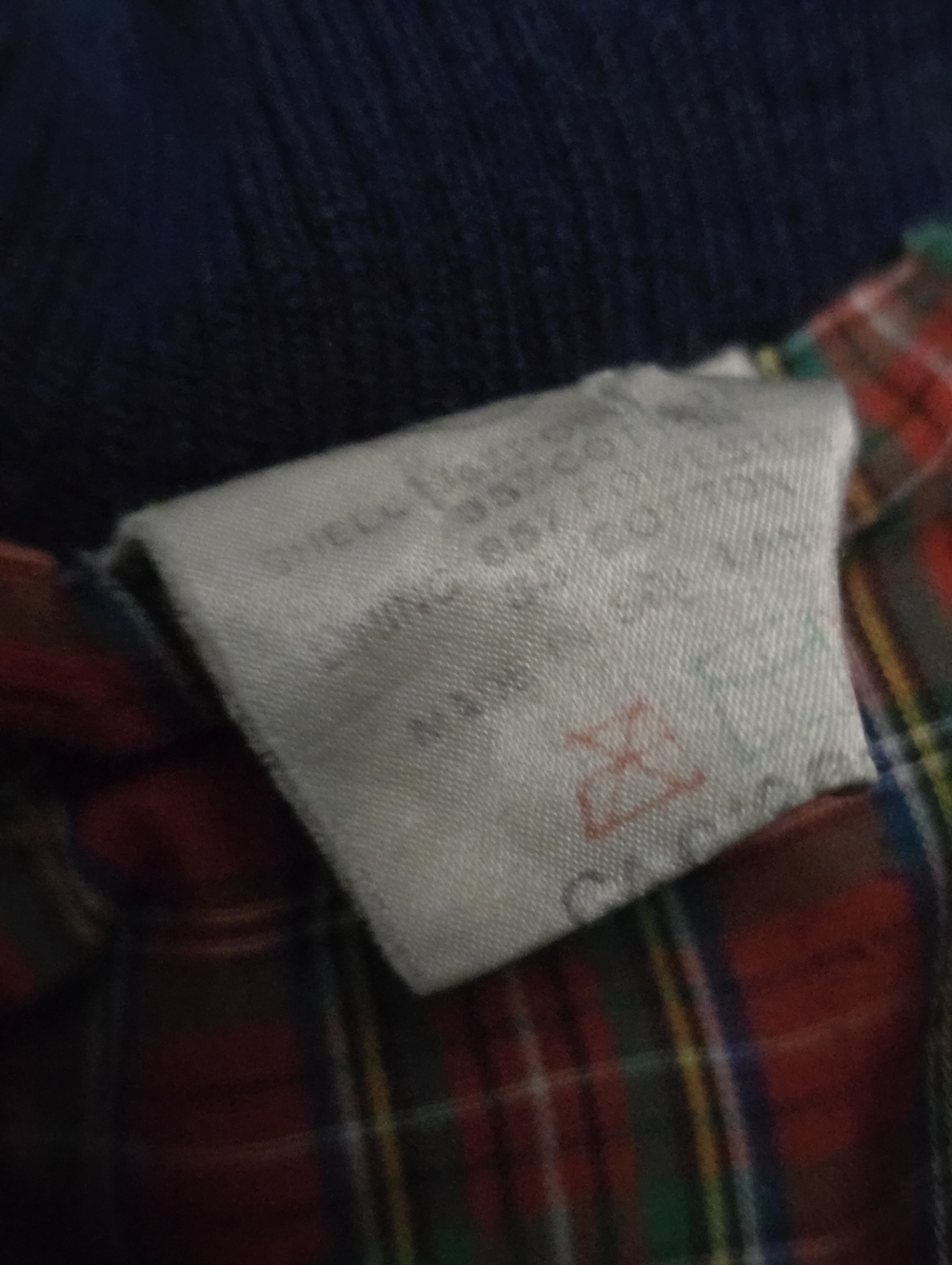 Vintage blue zip-up Harrington-style jacket with a red plaid lining - Picture 3 of 5